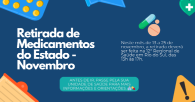 Saúde-  Retirada de Medicamentos do Estado – Novembro